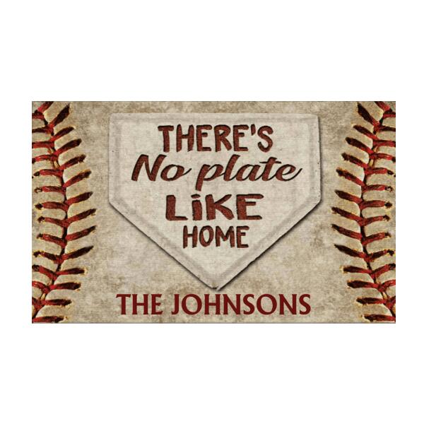 Personalized doormat, There&#39;s no plate like home baseball doormat, Baseball Room Decor, Gifts For Baseball Lovers