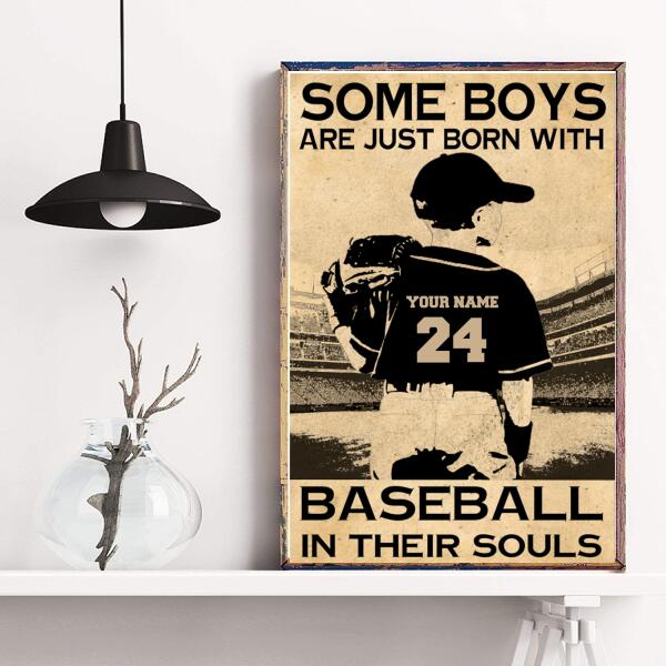 Personalized poster, Some boys are just born with baseball in their souls poster, Baseballism Posters, Gifts For Baseball Lovers