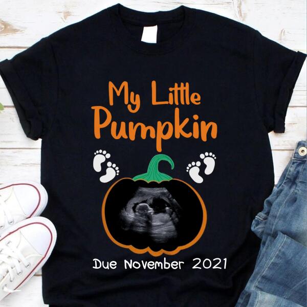 personalized image My Little Pumpkin Halloween t shirt, pumpkin maternity shirt, funny wife shirts, pumpkin pregnancy shirt, gift for women