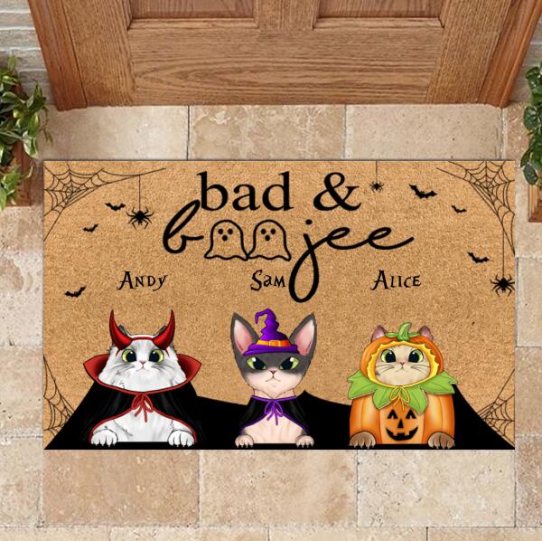 Personalized Cat Doormat, Bad &amp; boojee Halloween Doormat, Cute Indoor Door Mats, Decor Home