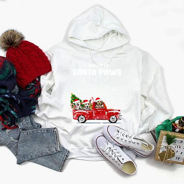 Personalized i belive in SANTA PAWS Christmas T Shirt, Dog Christmas T Shirts, Best Christmas Gifts Unisex Shirt