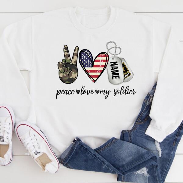 Peace Love My Soldier Army US Marine Personalized Shirt