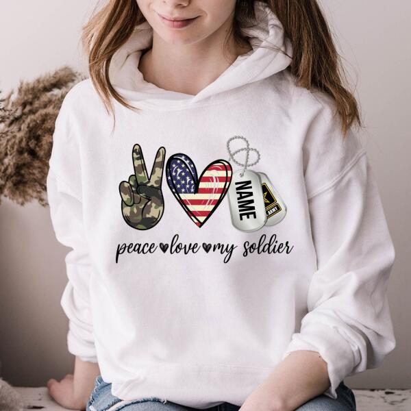 Peace Love My Soldier Army US Marine Personalized Shirt