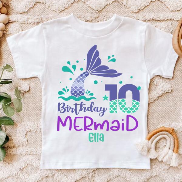 10th Birthday Shirt, Custom Birthday Shirt, Girl, Mermaid Birthday Shirt, 10th Birthday Shirt Ideas, Double Digits Birthday Shirt, Best T Shirts 2021, Baby Shirt