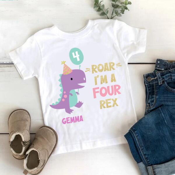 4th Birthday Shirt, Custom Birthday Shirt, Dinosaur Birthday Shirt, Four Birthday Shirt, 4th Birthday T Shirt, Baby Shirt