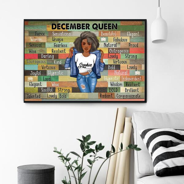 Personalised birthday posters, December poster, happy birthday poster with name, custom birthday poster