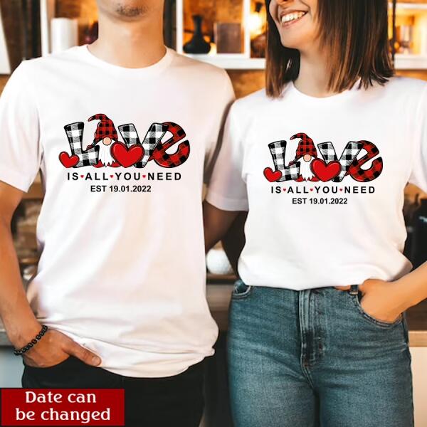 Gnome Valentine Shirts, Custom Valentines Day Shirts, Matching T Shirts For Couples, His And Her Valentine Shirts, Couple Shirt, Husband And Wife Shirt