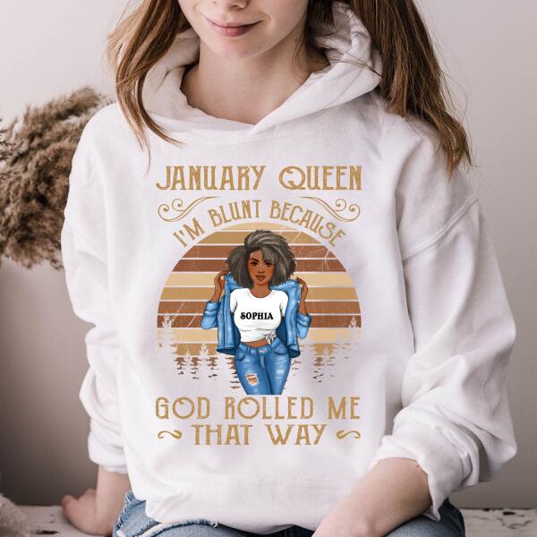 Custom January Birthday Shirt For Woman, Queens Are Born In January Gifts, Melanin Afro Woman Shirt, Black Girl Tee, Afro Queen Gift