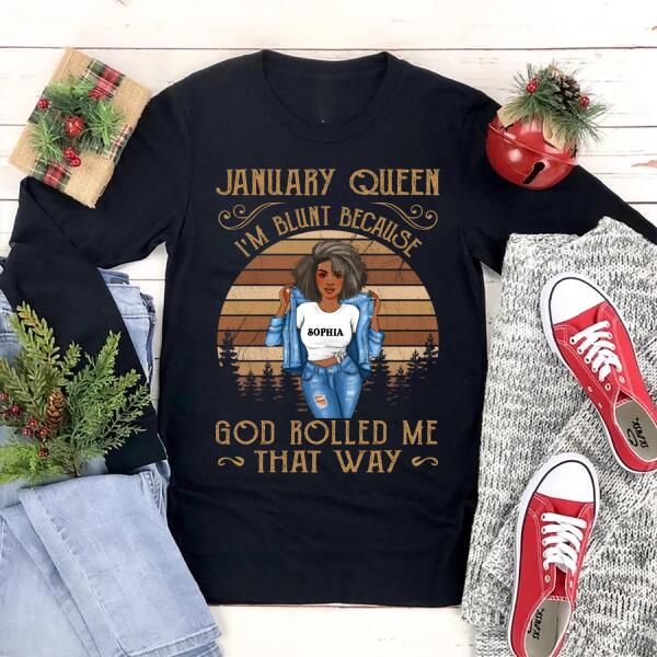 Custom January Birthday Shirt For Woman, Queens Are Born In January Gifts, Melanin Afro Woman Shirt, Black Girl Tee, Afro Queen Gift