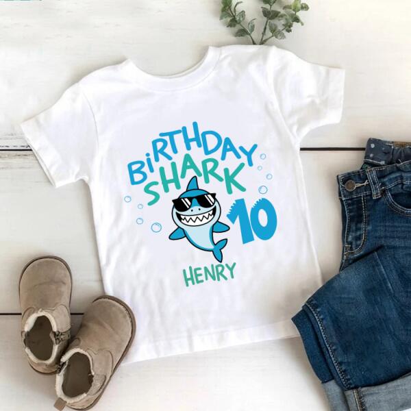 10th Birthday Shirt, Custom Birthday Shirt, Shark Birthday Shirt, 10th Birthday Shirt Ideas, Double Digits Birthday Shirt, Baby Shirt