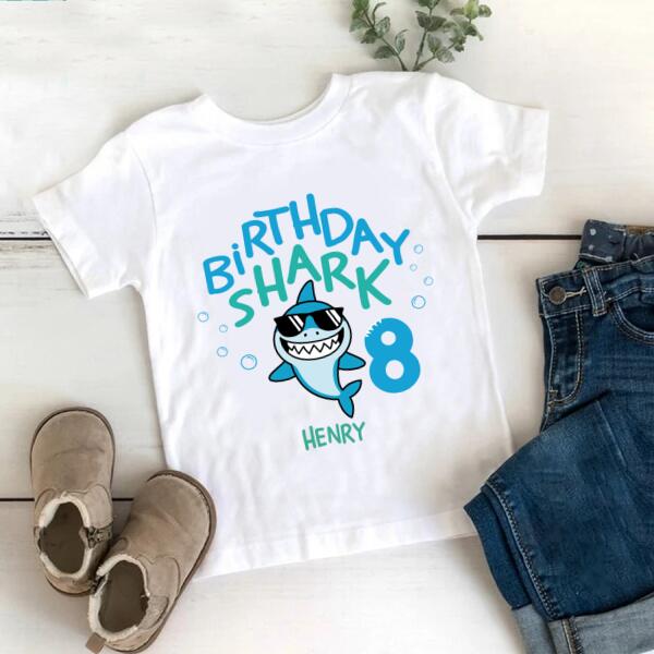 8th Birthday Shirt, Custom Birthday Shirt, 8 Birthday Shirt, Shark Birthday Shirt, Shirts For 8 Year Olds, Cute Birthday Shirt Ideas, Baby Shirt