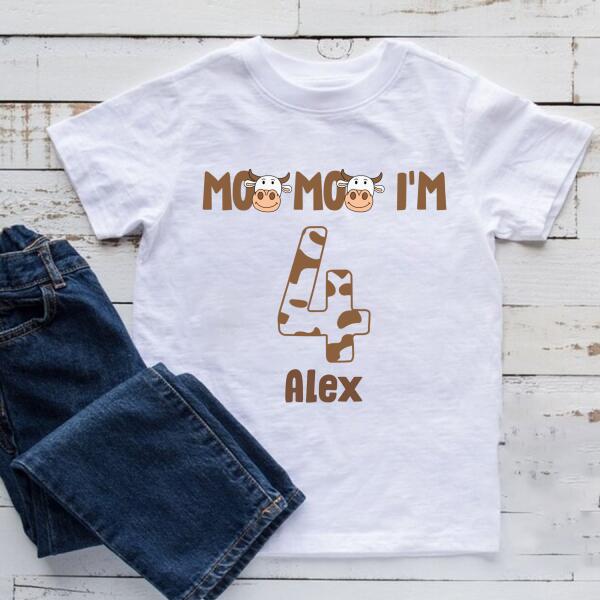 4th Birthday Shirt, Custom Birthday Shirt, Cow Birthday Shirt, Four Birthday Shirt, 4th Birthday T Shirt, Baby Shirt