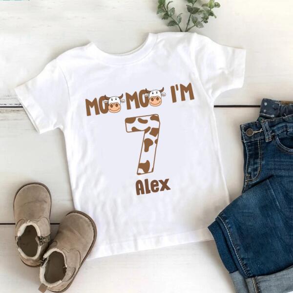 7th Birthday Shirt, Custom Birthday Shirt, Cow Birthday Shirt, Seven Birthday Shirt, 7th Birthday T Shirt, Baby Shirt