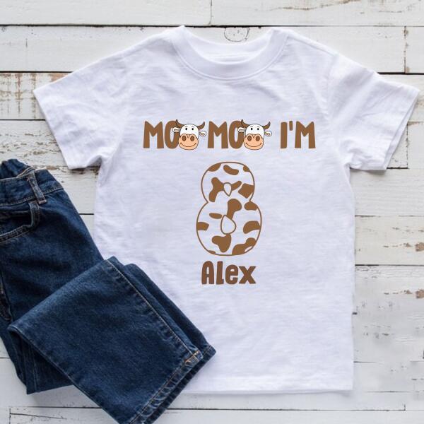8th Birthday Shirt, Custom Birthday Shirt, Cow Birthday Shirt, Eight Birthday Shirt, 8th Birthday T Shirt, Baby Shirt
