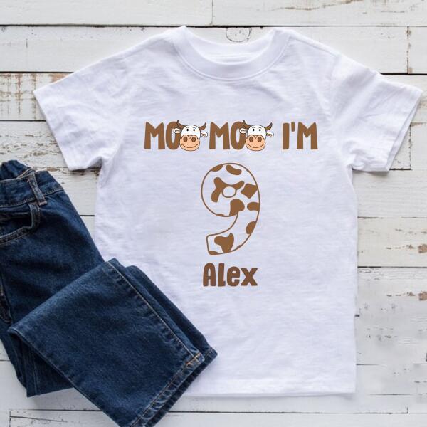 9th Birthday Shirt, Custom Birthday Shirt, Cow Birthday Shirt, Nine Birthday Shirt, 9th Birthday T Shirt, Baby Shirt