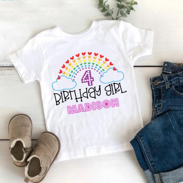 4th Birthday Shirt, Custom Birthday Shirt, Rainbow Shirt, Four Birthday Shirt, 4th Birthday T Shirt, Baby Shirt