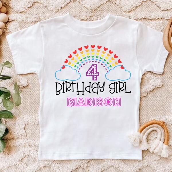 4th Birthday Shirt, Custom Birthday Shirt, Rainbow Shirt, Four Birthday Shirt, 4th Birthday T Shirt, Baby Shirt