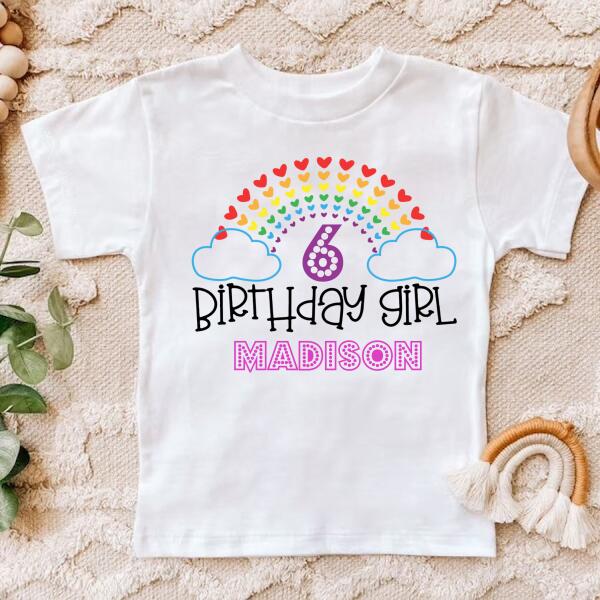 6th Birthday Shirt, Custom Birthday Shirt, Rainbow Shirt, Six Birthday Shirt, 6th Birthday T Shirt, Baby Shirt
