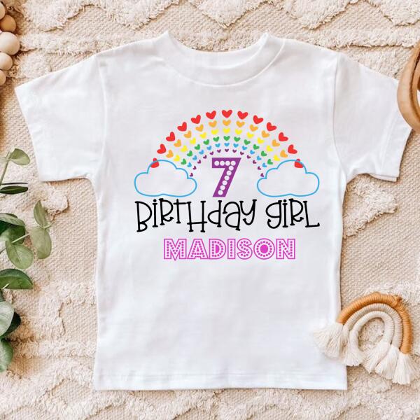 7th Birthday Shirt, Custom Birthday Shirt, Rainbow Shirt, Seven Birthday Shirt, 7th Birthday T Shirt, Baby Shirt