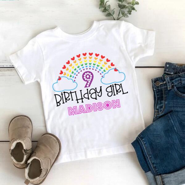 9th Birthday Shirt, Custom Birthday Shirt, Rainbow Shirt, Nine Birthday Shirt, 9th Birthday T Shirt, Baby Shirt
