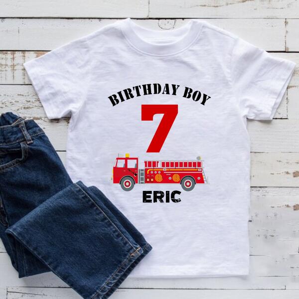 7th Birthday Shirt, Custom Birthday Shirt, Fire Truck Birthday Shirt, Seven Birthday Shirt, 7th Birthday T Shirt, Baby Shirt