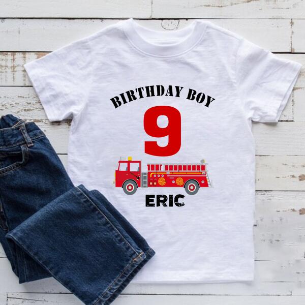 9th Birthday Shirt, Custom Birthday Shirt, Fire Truck Birthday Shirt, Nine Birthday Shirt, 9th Birthday T Shirt, Baby Shirt