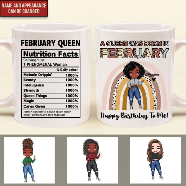 February birthday mug, Personalized birthday mug, customized mug for birthday, happy birthday personalized mug
