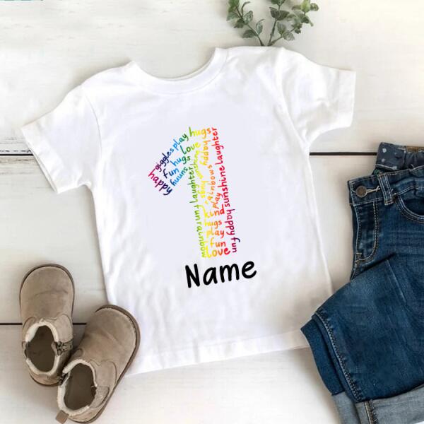 First Birthday Shirt, Personalised Kids Birthday T-shirt, 1st Birthday, Custom Tee, Birthday T-shirt, Name And Number Top