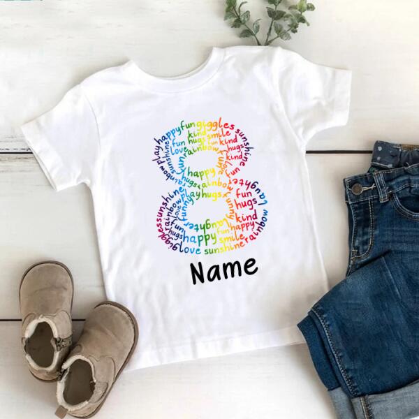 Personalised Kids Birthday T-shirt, 8th Birthday, Custom Tee, Birthday T-shirt, Name And Number Top