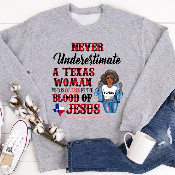 Personalized T Shirt, Texas shirt
Never Underestimate a Texas Woman who is Coverd by the Blood of Jesus t shirt, Texas gift