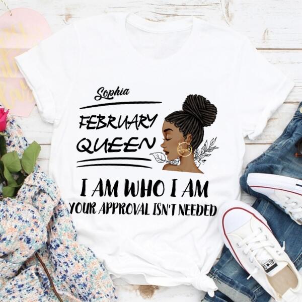 Custom February Birthday Shirt For Woman, Queens Are Born In February Gifts, Melanin Afro Woman Shirt, Black Girl Tee, Afro Queen Gift