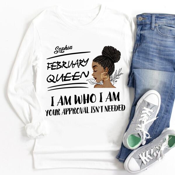 Custom February Birthday Shirt For Woman, Queens Are Born In February Gifts, Melanin Afro Woman Shirt, Black Girl Tee, Afro Queen Gift