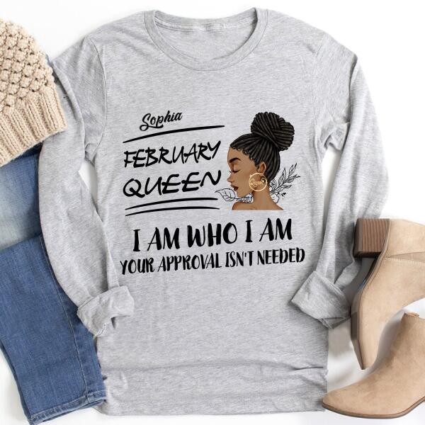 Custom February Birthday Shirt For Woman, Queens Are Born In February Gifts, Melanin Afro Woman Shirt, Black Girl Tee, Afro Queen Gift