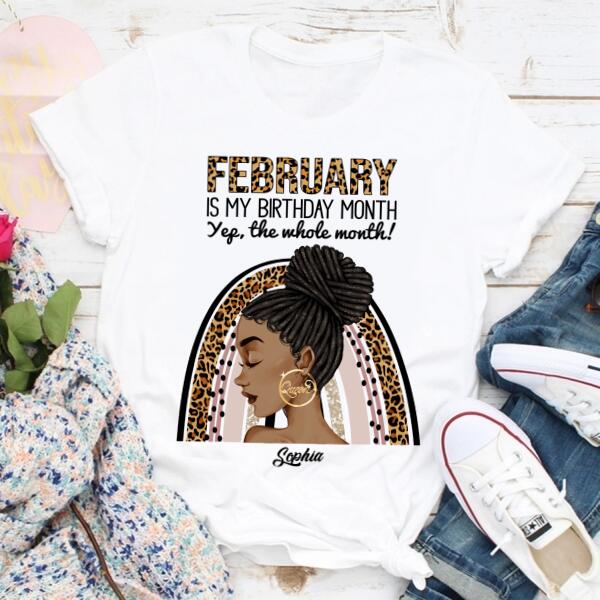 Custom February Birthday Shirt For Woman, Queens Are Born In February Gifts, Melanin Afro Woman Shirt, Black Girl Tee, Afro Queen Gift