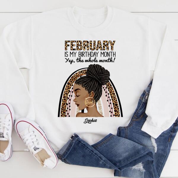 Custom February Birthday Shirt For Woman, Queens Are Born In February Gifts, Melanin Afro Woman Shirt, Black Girl Tee, Afro Queen Gift