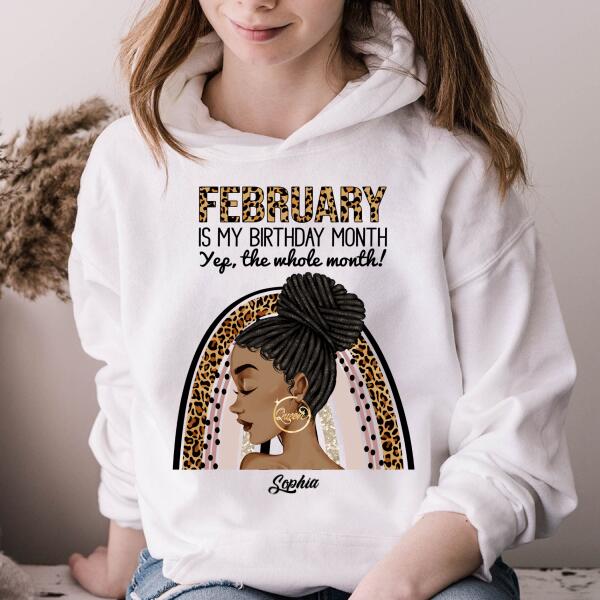 Custom February Birthday Shirt For Woman, Queens Are Born In February Gifts, Melanin Afro Woman Shirt, Black Girl Tee, Afro Queen Gift