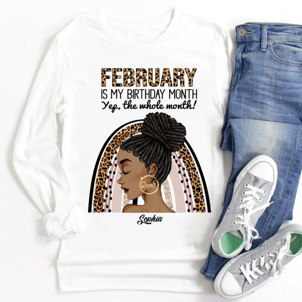 Custom February Birthday Shirt For Woman, Queens Are Born In February Gifts, Melanin Afro Woman Shirt, Black Girl Tee, Afro Queen Gift