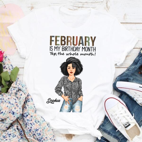 Custom February Birthday Shirt For Woman, Queens Are Born In February Gifts, Melanin Afro Woman Shirt, Black Girl Tee, Afro Queen Gift