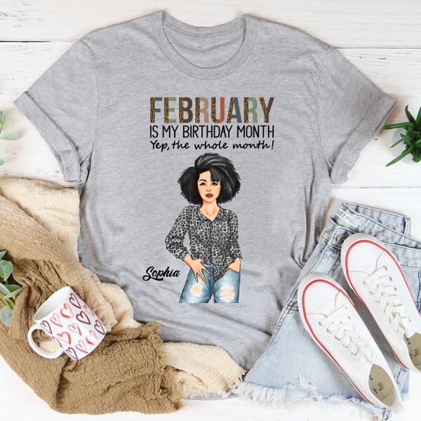 Custom February Birthday Shirt For Woman, Queens Are Born In February Gifts, Melanin Afro Woman Shirt, Black Girl Tee, Afro Queen Gift