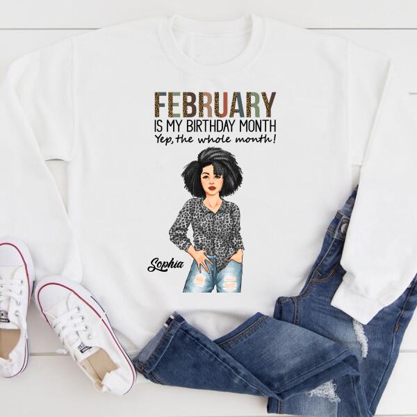 Custom February Birthday Shirt For Woman, Queens Are Born In February Gifts, Melanin Afro Woman Shirt, Black Girl Tee, Afro Queen Gift