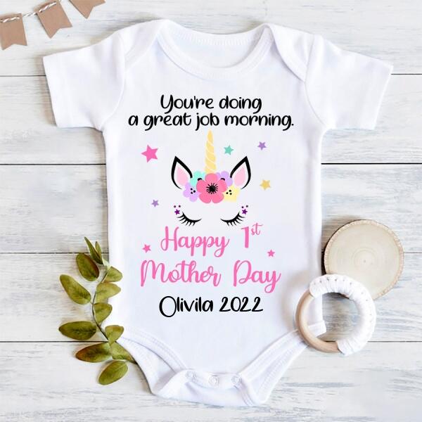 Personalized Newborn Onesie, First Mothers Day Onesie, Mother‘s Day Tee Shirts, Unicorn Onesie, Newborn Onesie, Funny Mothers Day Shirts, Mother Day Gift