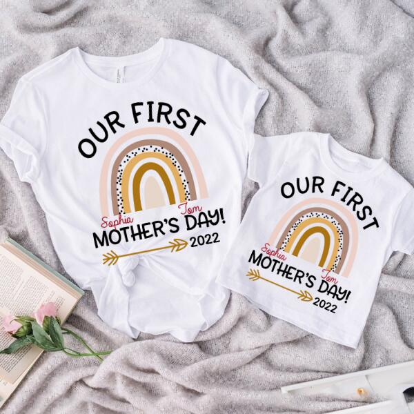 Personalized Mothers Day Shirts, Mom And Daughter Matching Shirt, Rainbow Shirt, Mother Daughter Shirts, Mother‘s Day Shirt, T Shirt For Mom And Daughter, Mother Day Gift