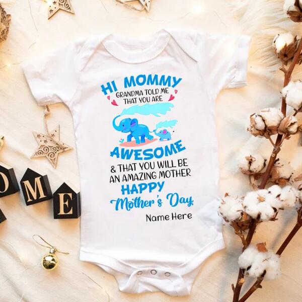 Personalized Newborn Onesie, First Mothers Day Onesie, Mother‘s Day Tee Shirts, Elephants Onesie, Newborn Onesie, Funny Mothers Day Shirts, Mother Day Gift