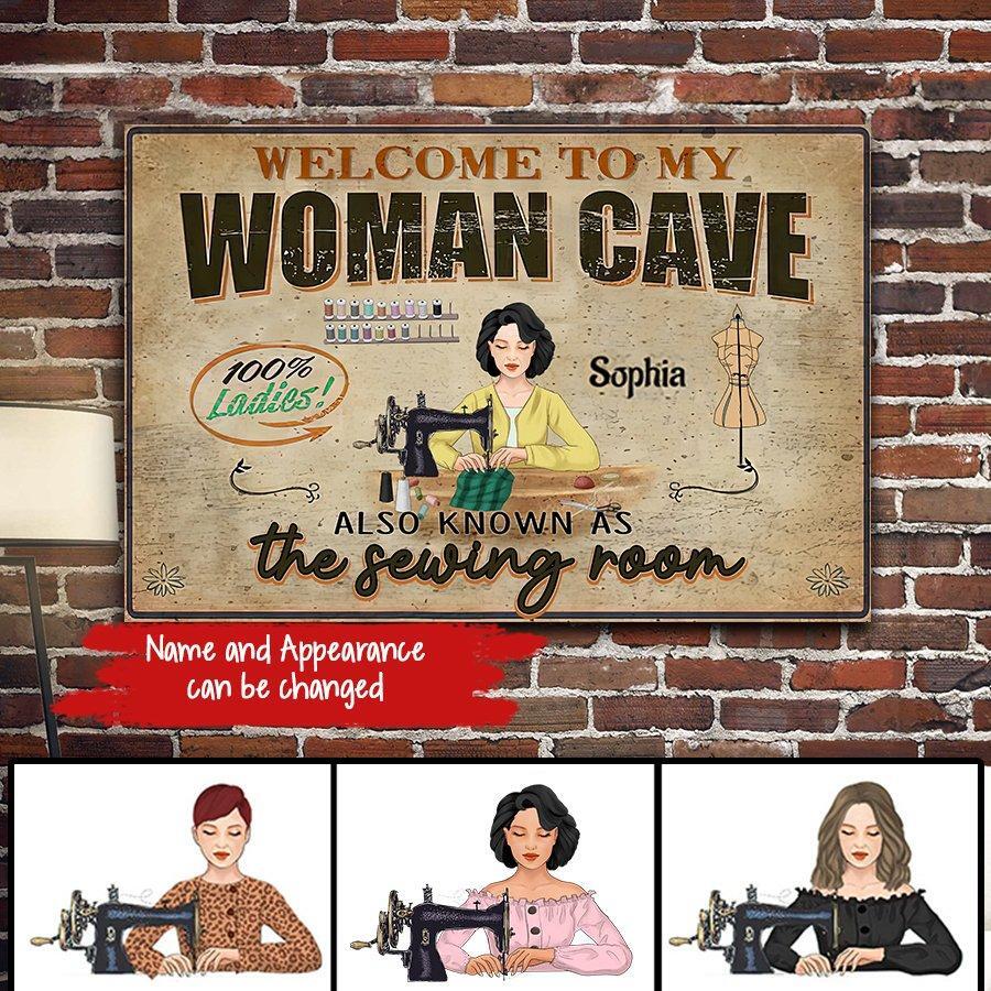 Welcome To My Woman Cave Sewing Room Personalized Poster