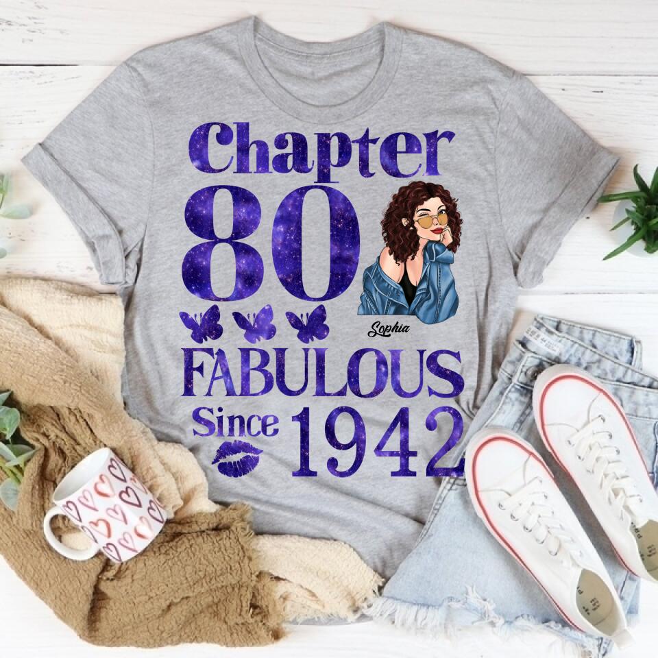 Chapter 80, Fabulous Since 1942 80th Birthday Unique T Shirt For Woman, Custom Birthday Shirt, Her Gifts For 80 Years Old , Turning 80 Birthday Cotton Shirt