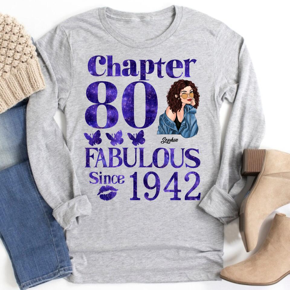 Chapter 80, Fabulous Since 1942 80th Birthday Unique T Shirt For Woman, Custom Birthday Shirt, Her Gifts For 80 Years Old , Turning 80 Birthday Cotton Shirt