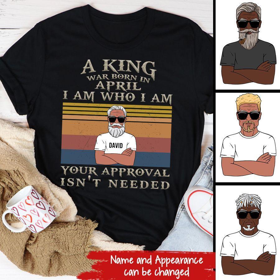 Personalized Birthday T Shirt, Kings Are Born In April T Shirt, Personalized Birthday Gifts For Him, April Man T Shirts, Birthday Gifts For Men, April Birthday Shirts For Men