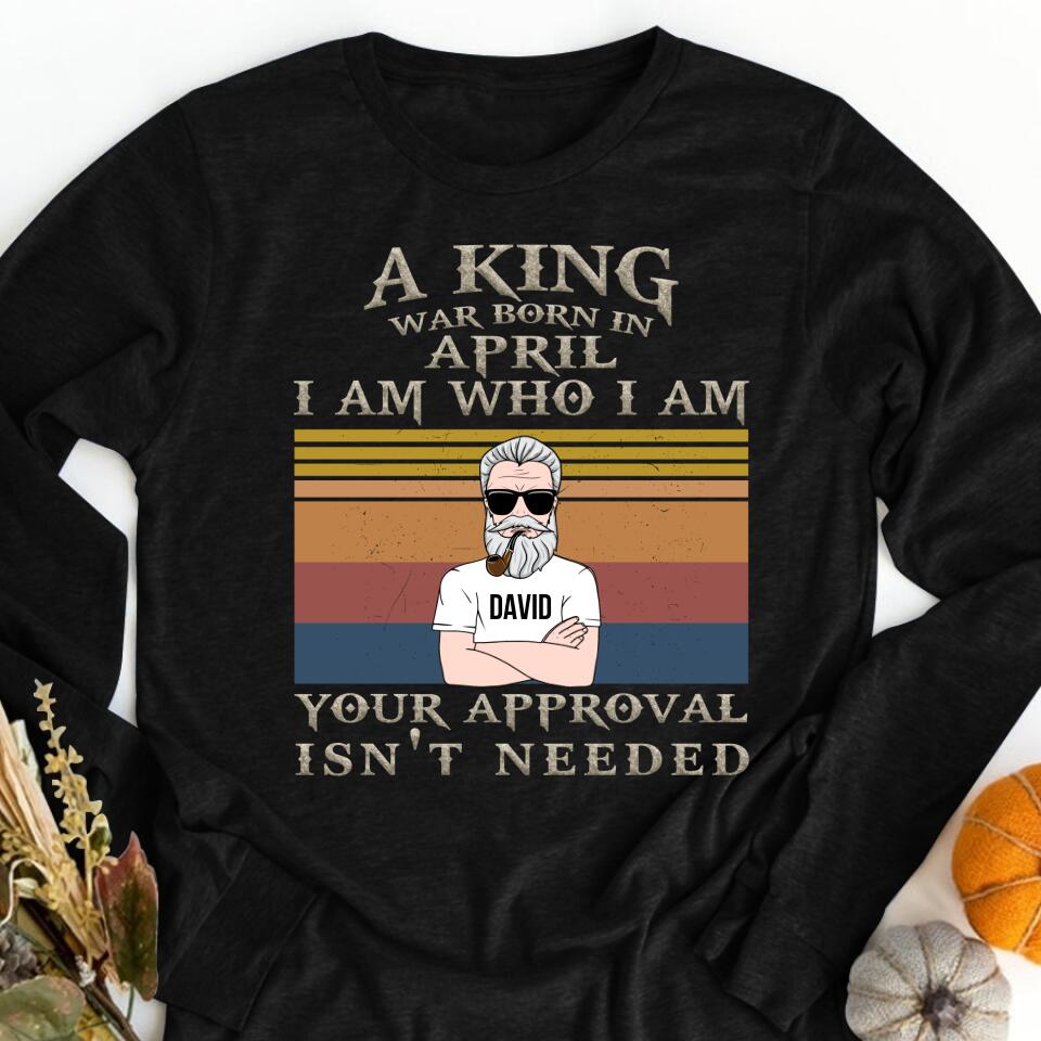 Personalized Birthday T Shirt, Kings Are Born In April T Shirt, Personalized Birthday Gifts For Him, April Man T Shirts, Birthday Gifts For Men, April Birthday Shirts For Men