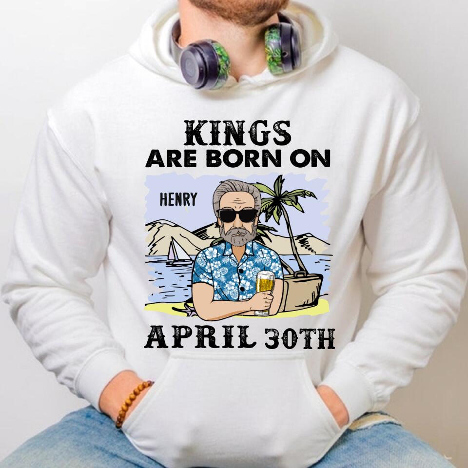 Personalized Birthday T Shirt, Kings Are Born in April t shirt, personalized birthday gifts for him, April Man t shirts, birthday gifts for Men, April birthday shirts for Men
