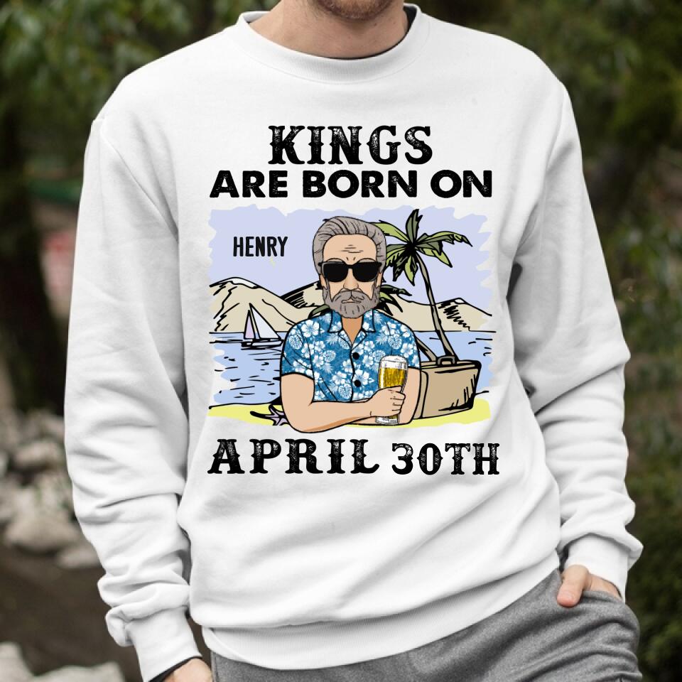 Personalized Birthday T Shirt, Kings Are Born in April t shirt, personalized birthday gifts for him, April Man t shirts, birthday gifts for Men, April birthday shirts for Men